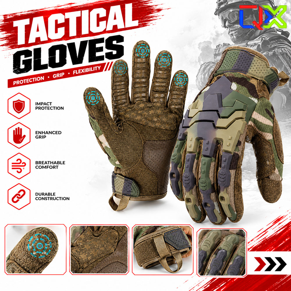 Work Glove Impact - Luvas Táticas QX com Tela Sensível