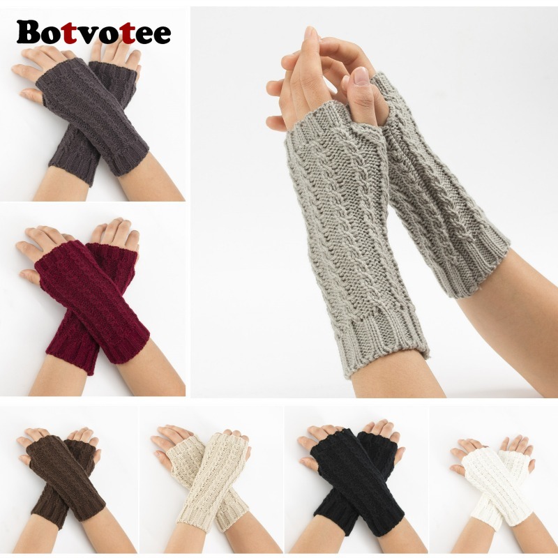Fingerless Glove Knit - Botvotee y2k luvas de inverno meio