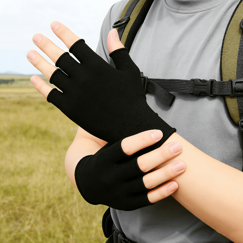 Luvas Pretas de Malha Sem Dedo - Fingerless Glove Knit avaliação e preço