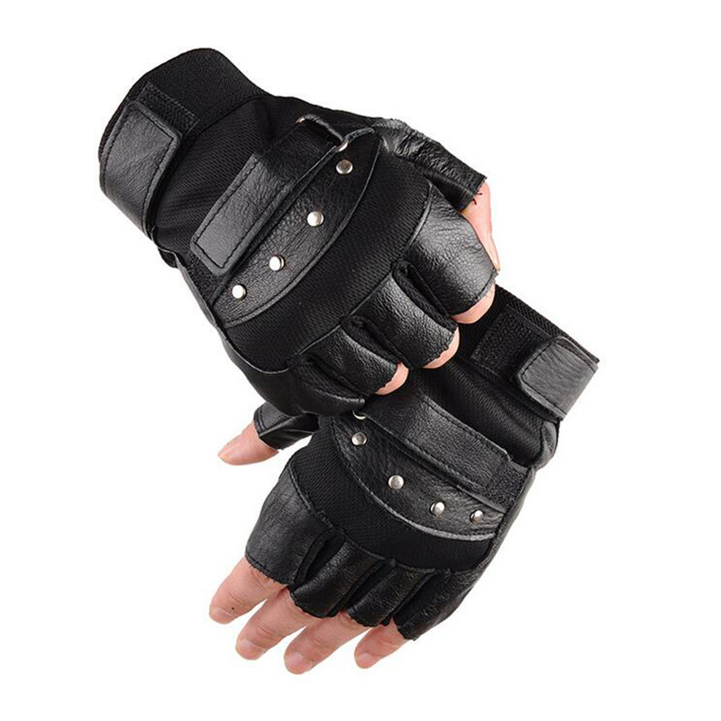 Metade do dedo couro luvas de  - Workout Glove Gym avaliação e preço